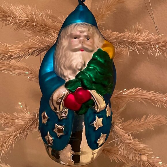 Vintage Department 56 Mercury Glass Starry Santa Holiday Christmas Ornament - Picture 1 of 5